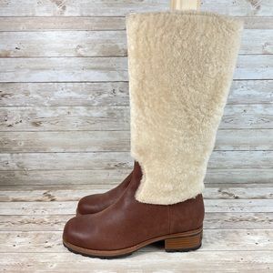 UGG CHRYSTIE SHEARLING RIDING BOOTS-WOMENS 8